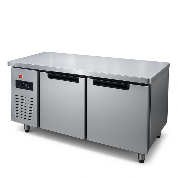 Mesón refrigerado acero inoxidable 250 litros para cocina industrial 1500x800x600 mm