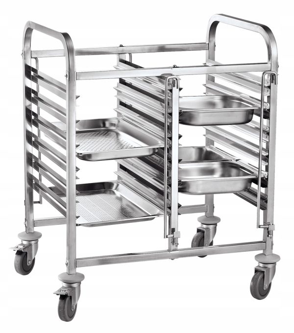 Carro Bandejero Acero Inox 12 Gn 1/1 - 2  Cuerpos Bajo 740x550x1000
